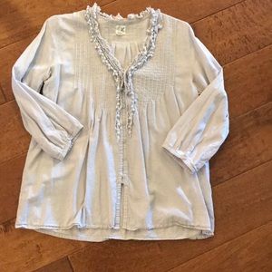Anthropologie Edme & Esyllte Pintuck Pompom blouse